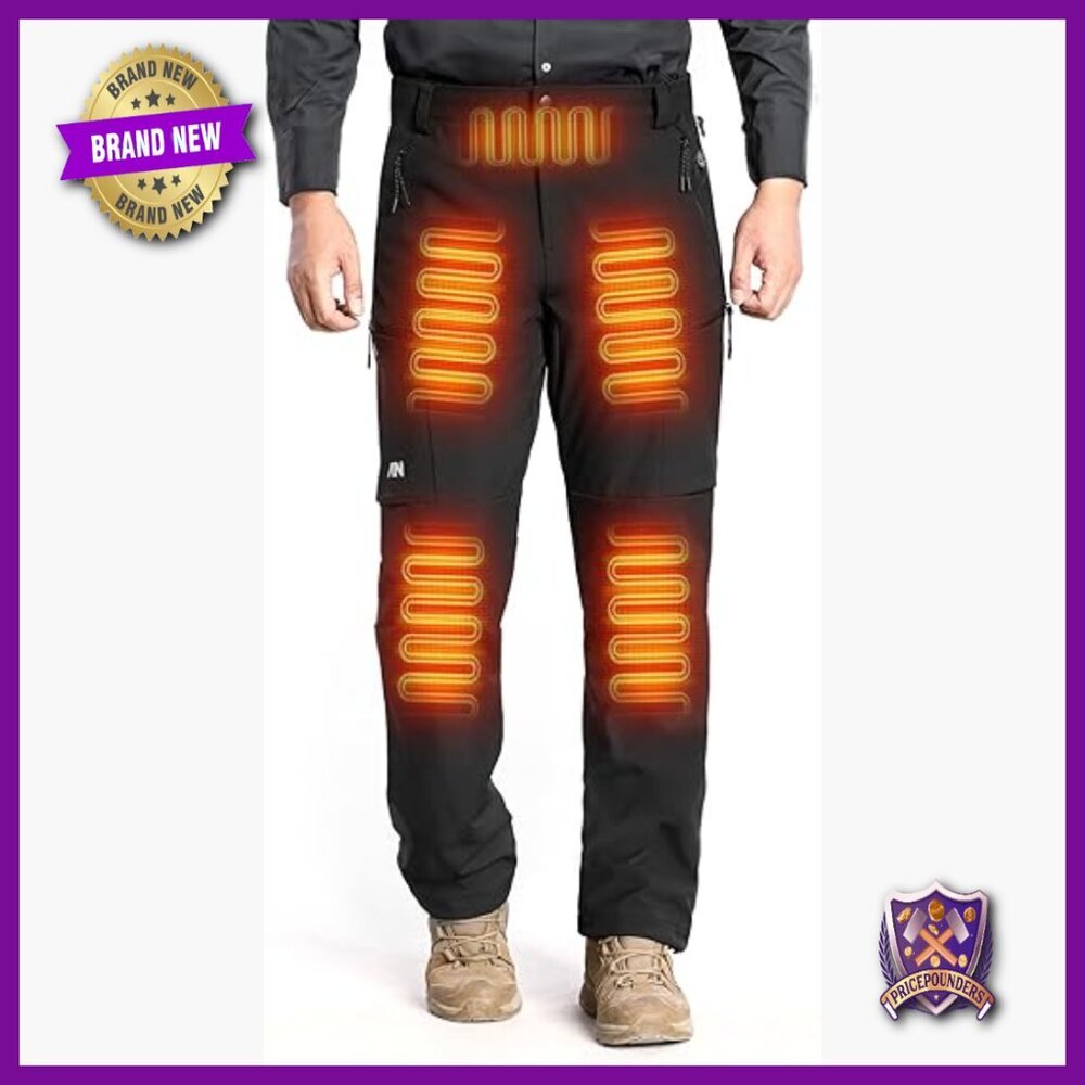 Heated Softshell Pants with 5-Zone Heating, 12V Battery, Water-Resistant